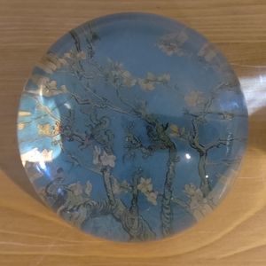 Blue Flower Glass Paperweight